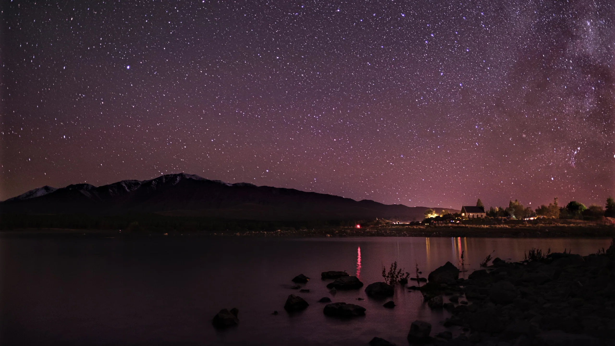 The Milky Way arcing over Aoraki Mt Cook on a clear night